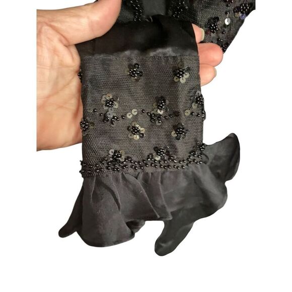 Cache women’s vintage, black silk blouse with beads and Sequin trim size 6 - Picture 3 of 6